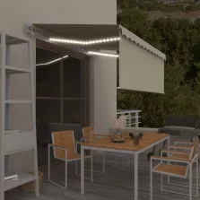   vidaXL krémszínű szélérzékelős, LED-es napellenző redőnnyel 3,5x2,5 m