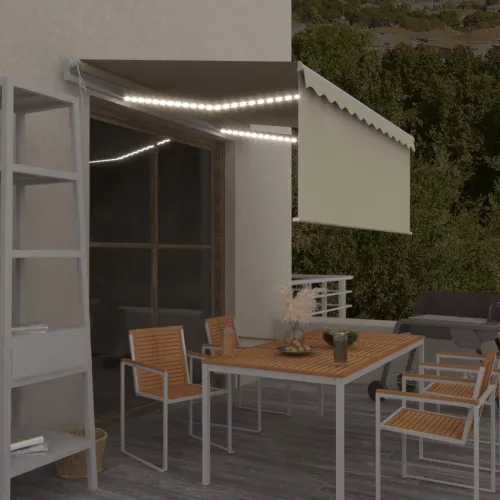 vidaXL krémszínű szélérzékelős, LED-es napellenző redőnnyel 3,5x2,5 m