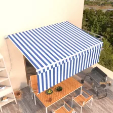   vidaXL kék és fehér kézzel kihúzható napellenző redőnnyel 4 x 3 m