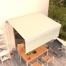 vidaXL krémszínű automata napellenző redőnnyel 4 x 3 m