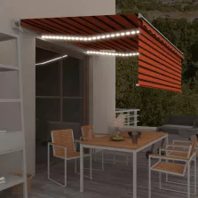   vidaXL narancs-barna redőnyös, LED-es, szélérzékelős napellenző 4,5x3m