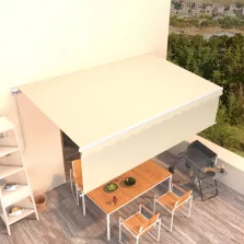   vidaXL krémszínű kézzel kihúzható napellenző redőnnyel 5 x 3 m