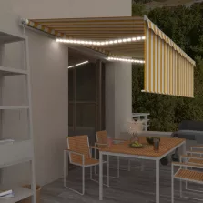   vidaXL sárga és fehér kézzel kihúzható napellenző redőnnyel 5 x 3 m