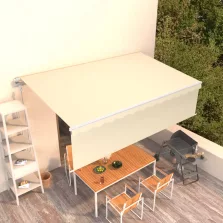vidaXL krémszínű automata napellenző redőnnyel 5 x 3 m