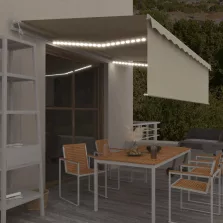   vidaXL krémszínű szélérzékelős, LED-es napellenző redőnnyel 5x2,5 m