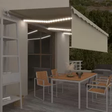   vidaXL krémszínű szélérzékelős, LED-es napellenző redőnnyel 6x3 m 