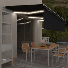   vidaXL antracitszürke redőnyös, LED-es, szélérzékelős napellenző 6x3 m 