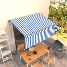   vidaXL kék és fehér kézzel kihúzható napellenző redőnnyel 3 x 2,5 m