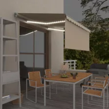   vidaXL krémszínű LED-es kézzel kihúzható napellenző redőnnyel 3x2,5 m