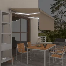   vidaXL krémszínű szélérzékelős, LED-es napellenző redőnnyel 3 x 2,5 m