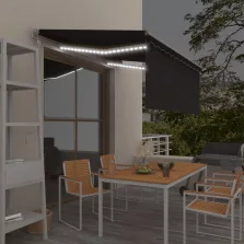   vidaXL szürke szélérzékelős, LED-es napellenző redőnnyel 3x2,5 m