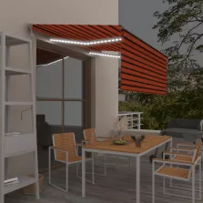   vidaXL narancs-barna szélérzékelős, LED-es napellenző redőnnyel 3x2,5m