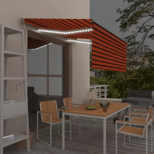 vidaXL narancs-barna szélérzékelős, LED-es napellenző redőnnyel 3x2,5m