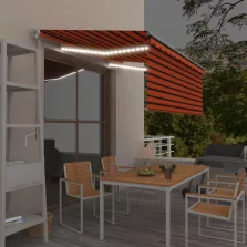   vidaXL narancssárga-barna LED-es napellenző redőnnyel 3,5 x 2,5 m