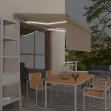   vidaXL krémszínű szélérzékelős, LED-es napellenző redőnnyel 3,5x2,5 m