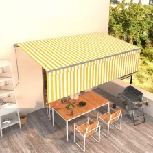   vidaXL sárga és fehér kézzel kihúzható napellenző redőnnyel 5 x 3 m