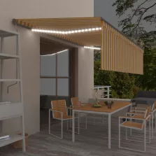   vidaXL sárga és fehér kézzel kihúzható napellenző redőnnyel 5 x 3 m