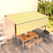  vidaXL sárga és fehér automata napellenző redőnnyel 5 x 3 m