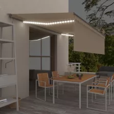   vidaXL krémszínű szélérzékelős, LED-es napellenző redőnnyel 5x2,5 m