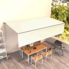   vidaXL krémszínű kézzel kihúzható napellenző redőnnyel 6 x 3 m