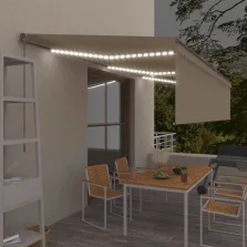   vidaXL krémszínű kihúzható LED-es napellenző redőnnyel 6 x 3 m