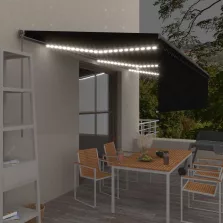   vidaXL antracitszürke kihúzható LED-es napellenző redőnnyel 6 x 3 m