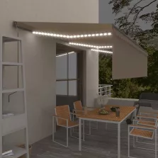   vidaXL krémszínű szélérzékelős, LED-es napellenző redőnnyel 6x3 m