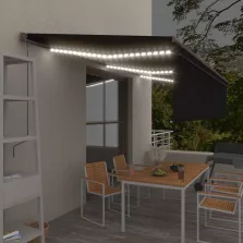   vidaXL antracitszürke redőnyös, LED-es, szélérzékelős napellenző 6x3 m