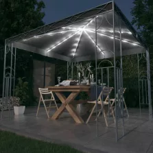   vidaXL antracitszürke pavilon LED fényfüzérrel 300 x 300 cm