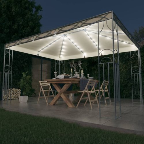 vidaXL krémszínű pavilon LED fényfüzérrel 400 x 300 cm