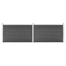 vidaXL fekete WPC kerítéspanelszett 353 x 105 cm