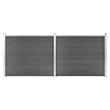 vidaXL fekete WPC kerítéspanelszett 353 x 146 cm