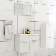 vidaXL fehér szerelt fa fürdőszobai bútorszett