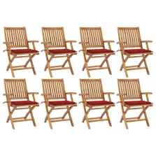   vidaXL 8 db összecsukható tömör tíkfa kerti szék párnával