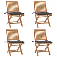   vidaXL 4 db összecsukható tömör tíkfa kerti szék párnákkal
