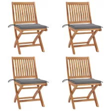   vidaXL 4 db összecsukható tömör tíkfa kerti szék párnákkal