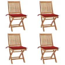   vidaXL 4 db összecsukható tömör tíkfa kerti szék párnákkal