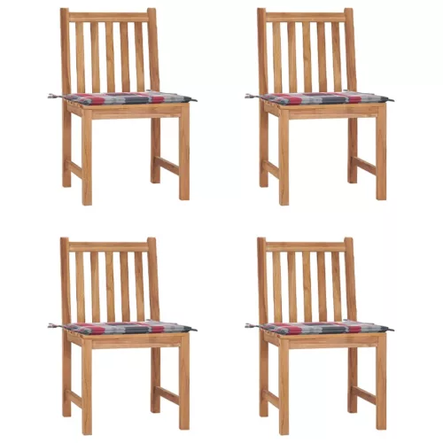 vidaXL 4 db tömör tíkfa kerti szék párnákkal