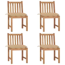 vidaXL 4 db tömör tíkfa kerti szék párnával