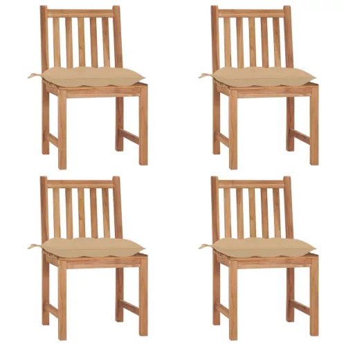 vidaXL 4 db tömör tíkfa kerti szék párnával