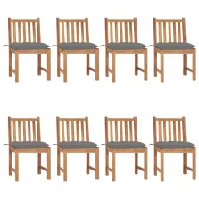 vidaXL 8 db tömör tíkfa kerti szék párnával