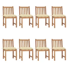 vidaXL 8 db tömör tíkfa kerti szék párnával