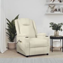 vidaXL krémfehér műbőr elektromos masszázsfotel