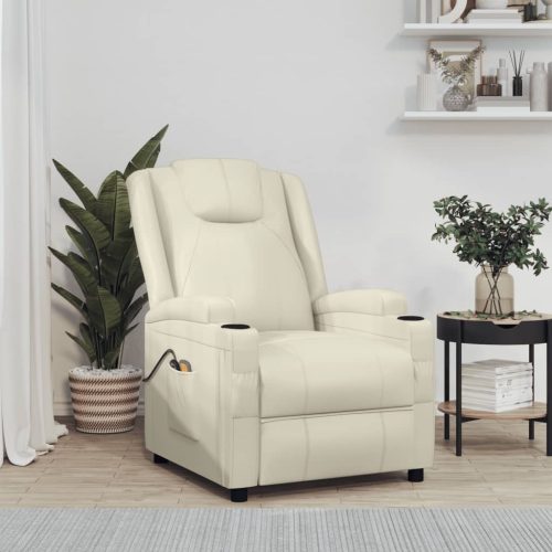 vidaXL krémfehér műbőr elektromos masszázsfotel