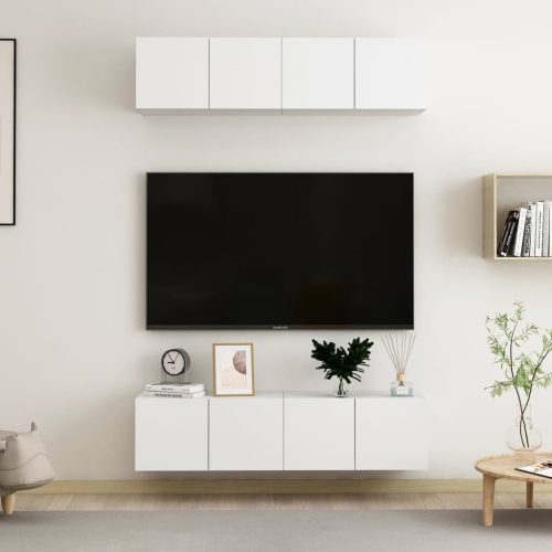 vidaXL 4 db fehér forgácslap TV-szekrény 60 x 30 x 30 cm