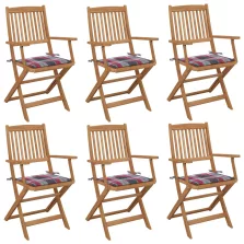   vidaXL 6 db összecsukható tömör akácfa kerti szék párnával