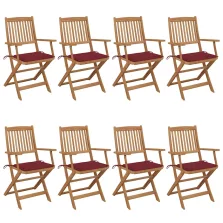   vidaXL 8 db összecsukható tömör akácfa kerti szék párnákkal