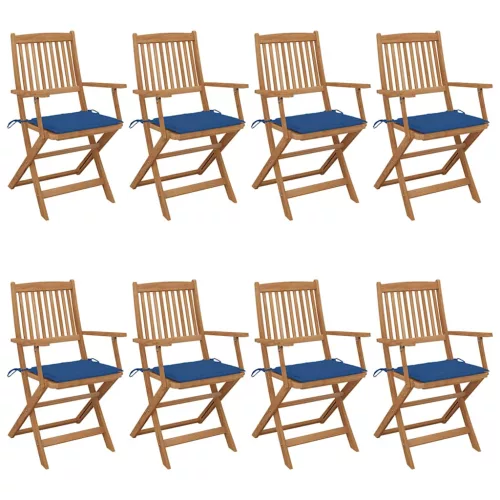 vidaXL 8 db összecsukható tömör akácfa kerti szék párnákkal