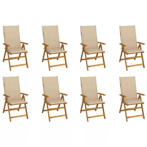 vidaXL 8 db összecsukható tömör akácfa kerti szék párnával