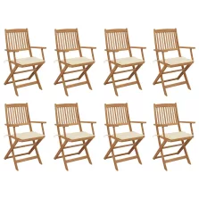   vidaXL 8 db összecsukható tömör akácfa kerti szék párnákkal